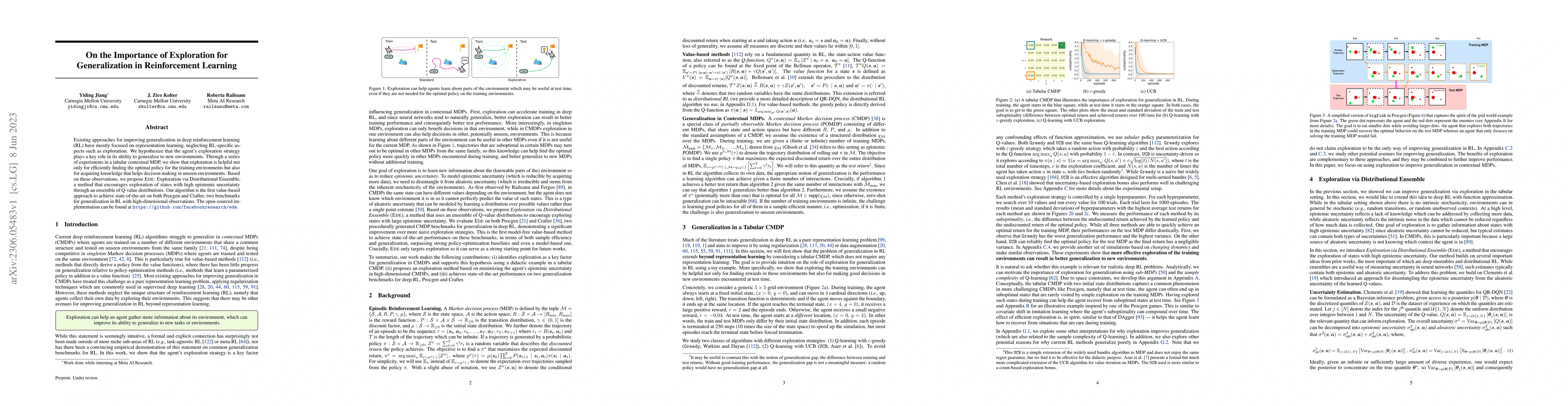 Thumbnail for On the Importance of Exploration for Generalization in Reinforcement
  Learning