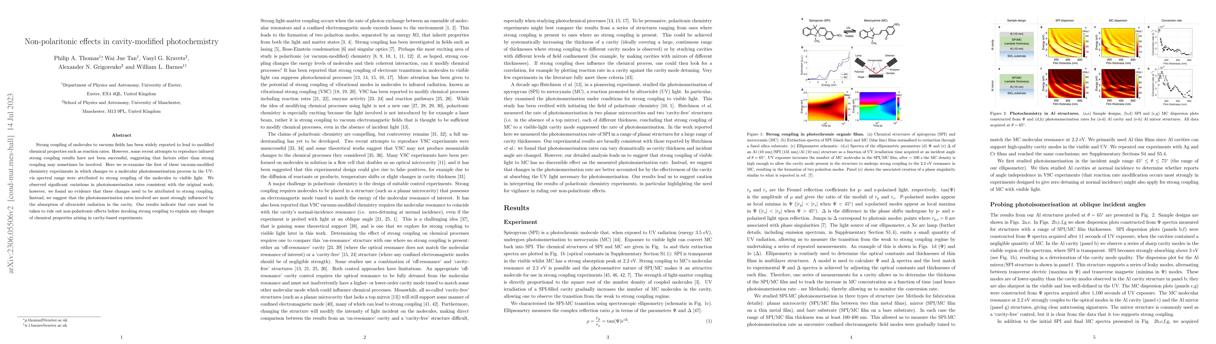 Thumbnail for Non-polaritonic effects in cavity-modified photochemistry