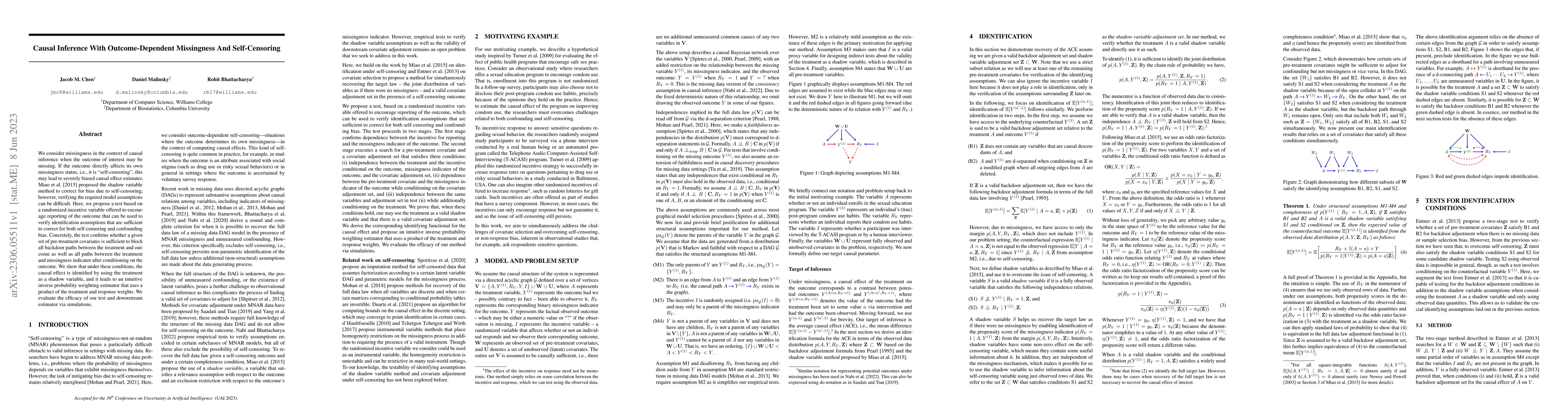 Thumbnail for Causal Inference With Outcome-Dependent Missingness And Self-Censoring