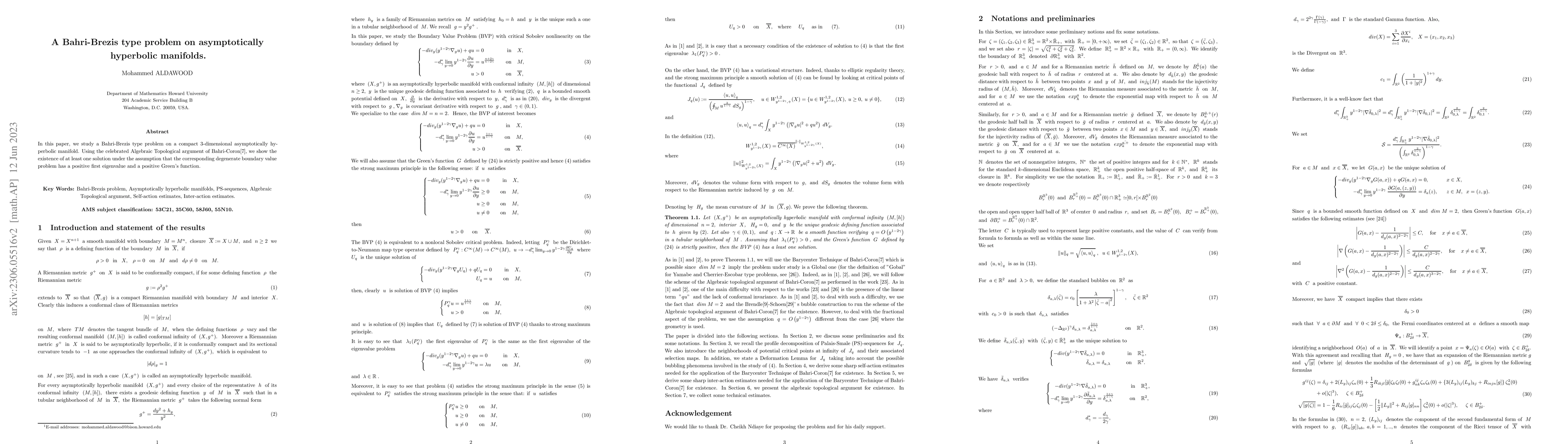 Thumbnail for A Bahri-Brezis type problem on asymptotically hyperbolic manifolds