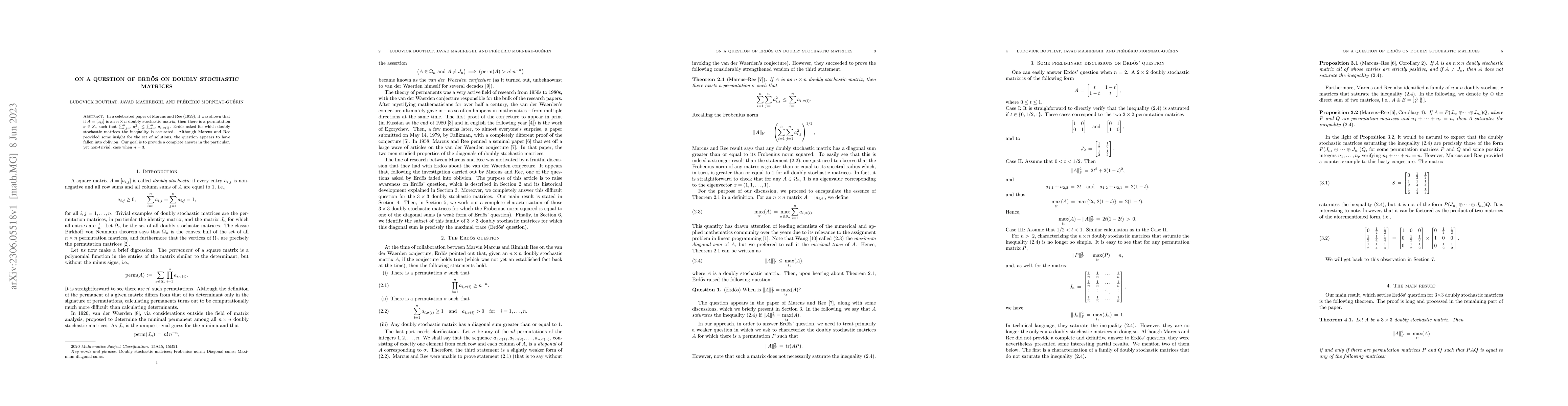 Thumbnail for On a question of Erd\H{o}s on doubly stochastic matrices