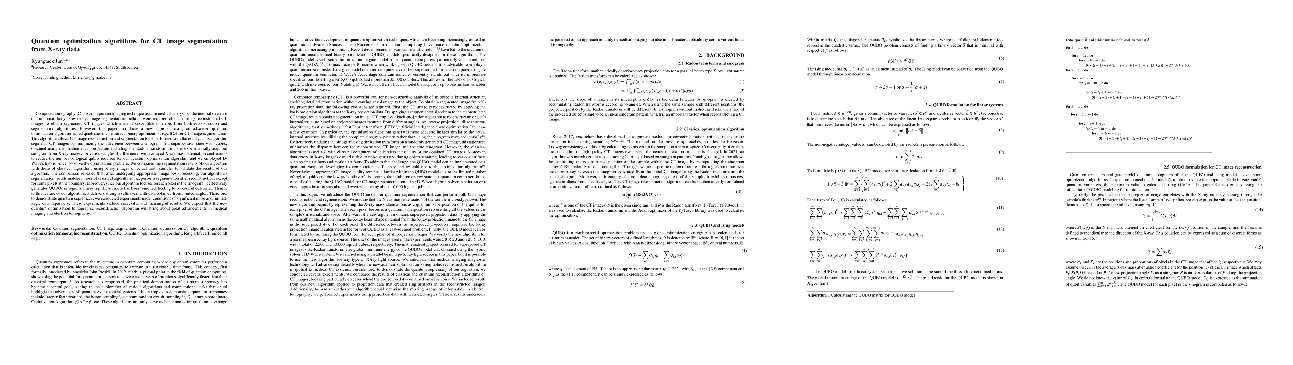 Thumbnail for Quantum optimization algorithms for CT image segmentation from X-ray
  data