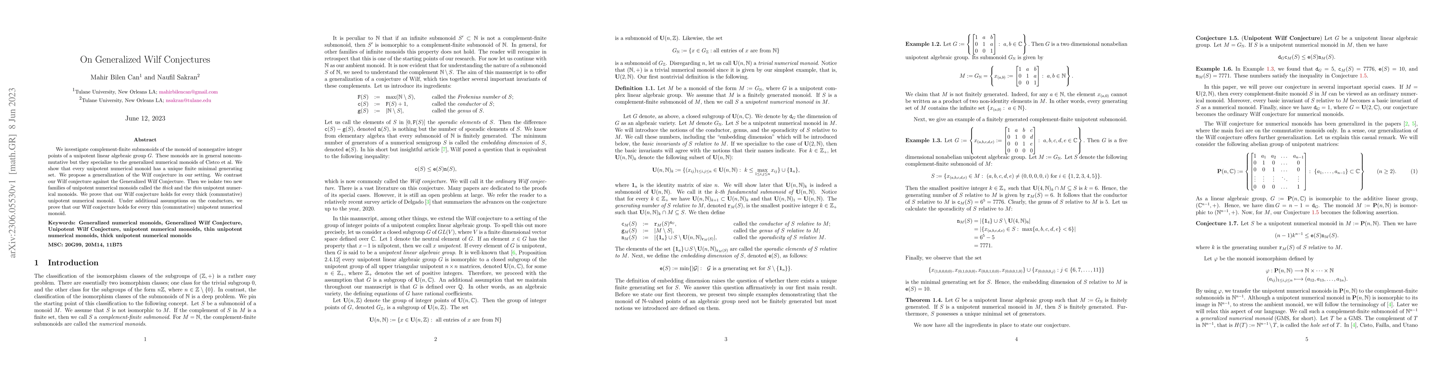 Thumbnail for On Generalized Wilf Conjectures