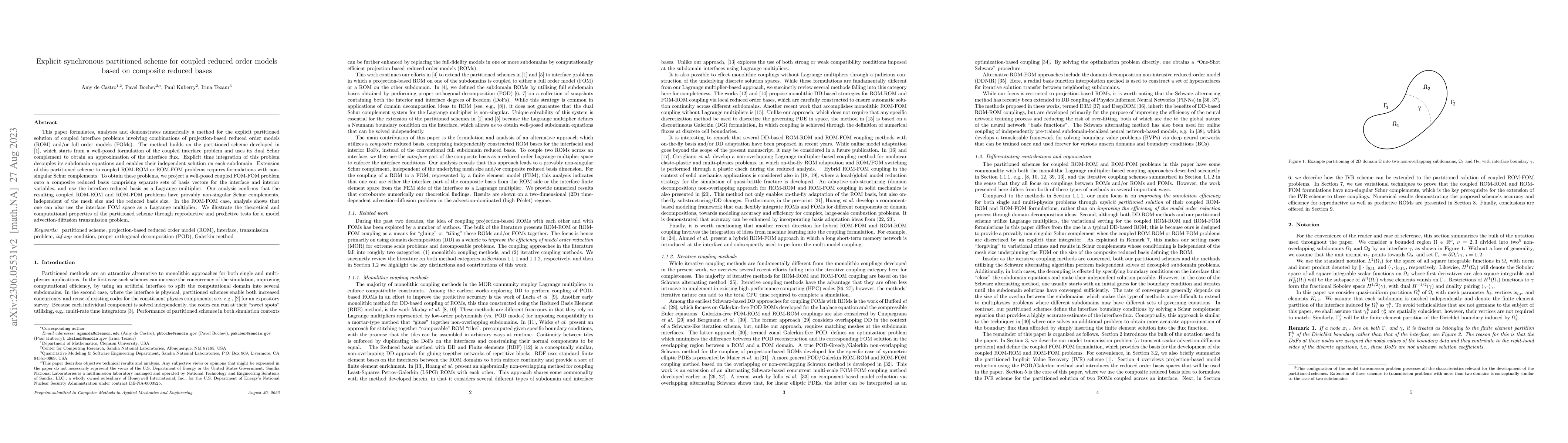 Thumbnail for Explicit synchronous partitioned scheme for coupled reduced order models
  based on composite reduced bases