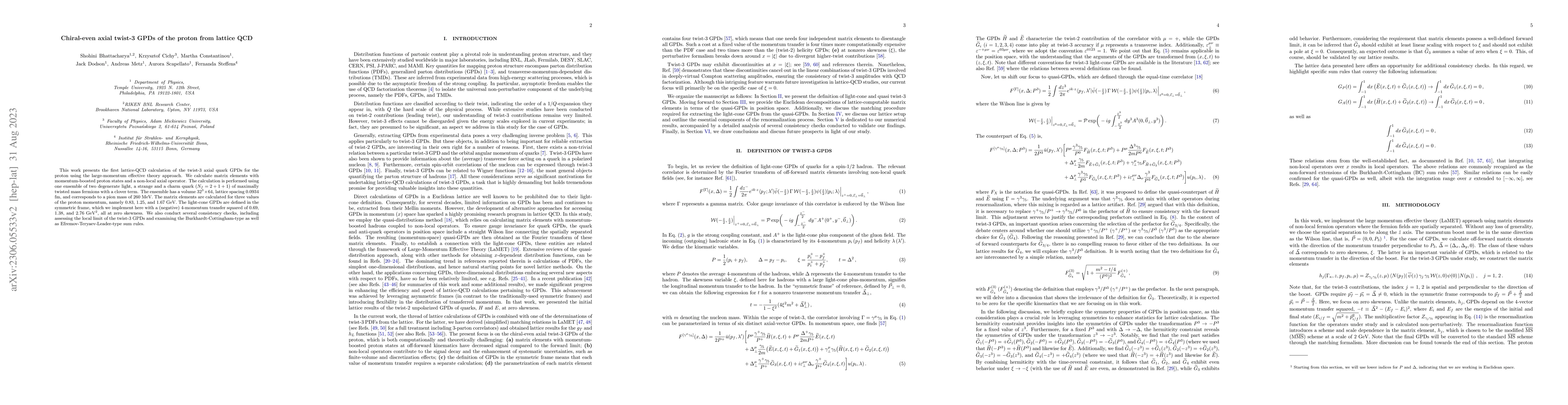 Thumbnail for Chiral-even axial twist-3 GPDs of the proton from lattice QCD