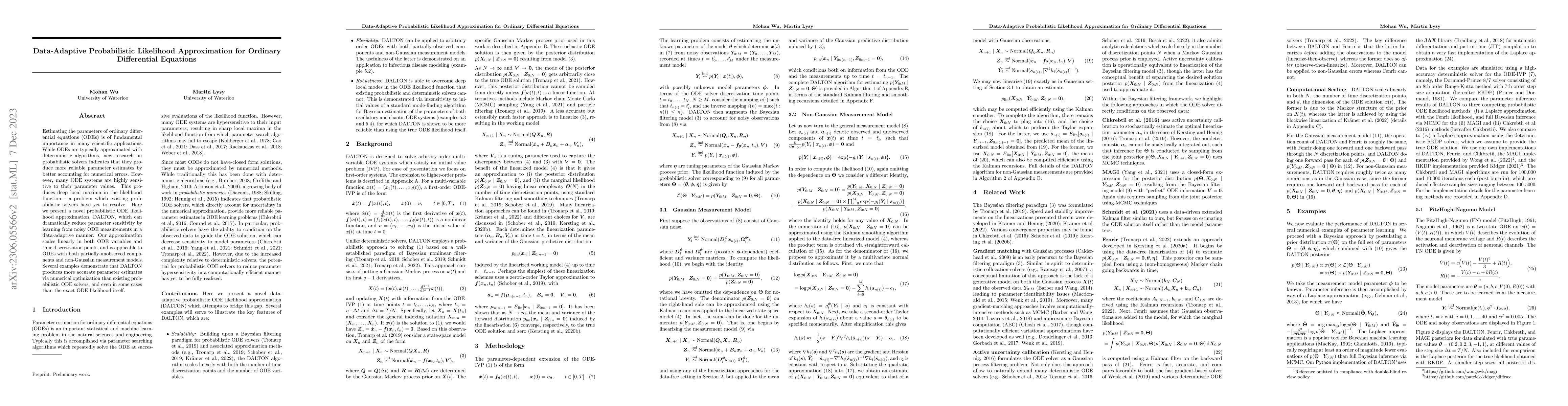 Thumbnail for Data-Adaptive Probabilistic Likelihood Approximation for Ordinary
  Differential Equations