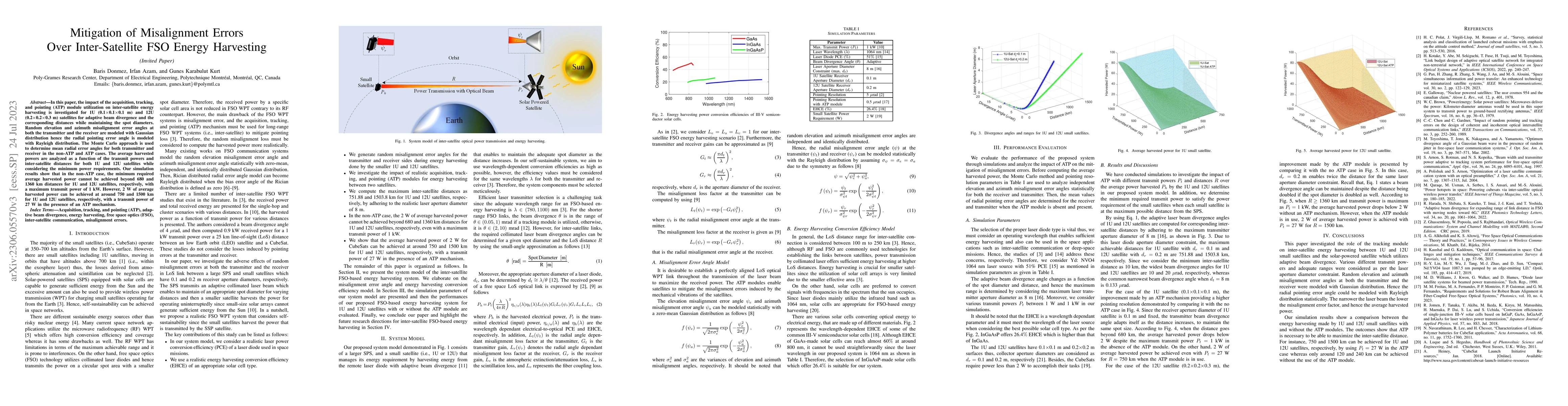 Thumbnail for Mitigation of Misalignment Errors Over Inter-Satellite FSO Energy
  Harvesting