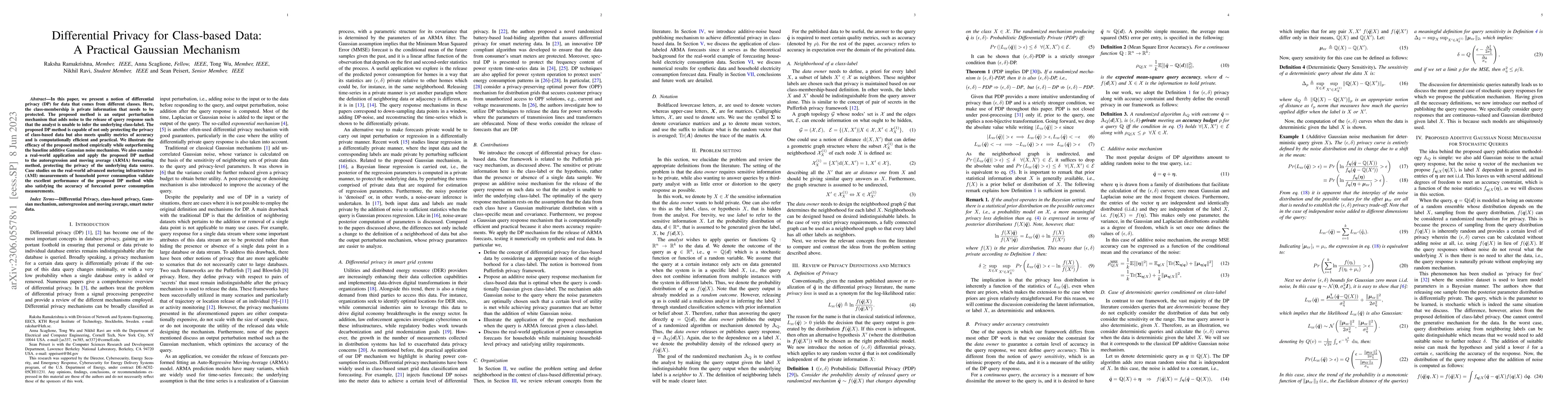 Thumbnail for Differential Privacy for Class-based Data: A Practical Gaussian
  Mechanism