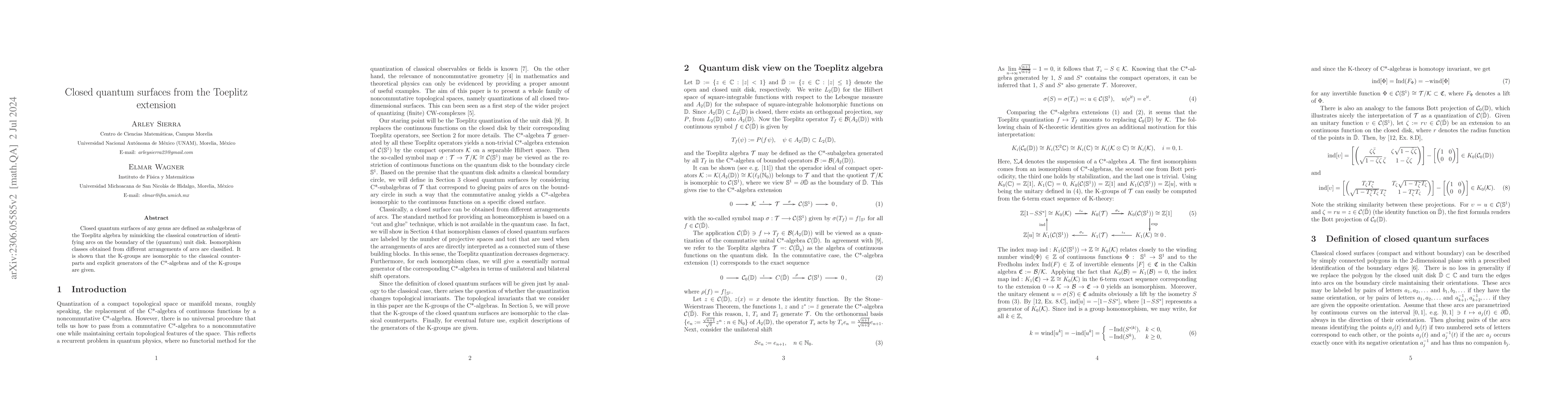 Thumbnail for Closed quantum surfaces from the Toeplitz extension