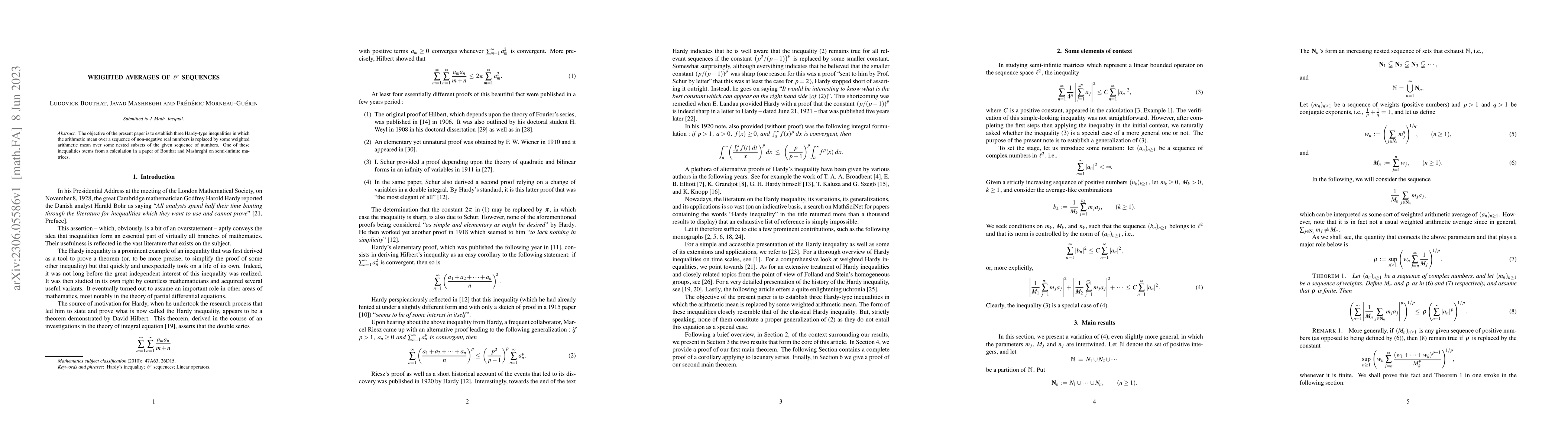 Thumbnail for Weighted averages of $\ell^p$ sequences
