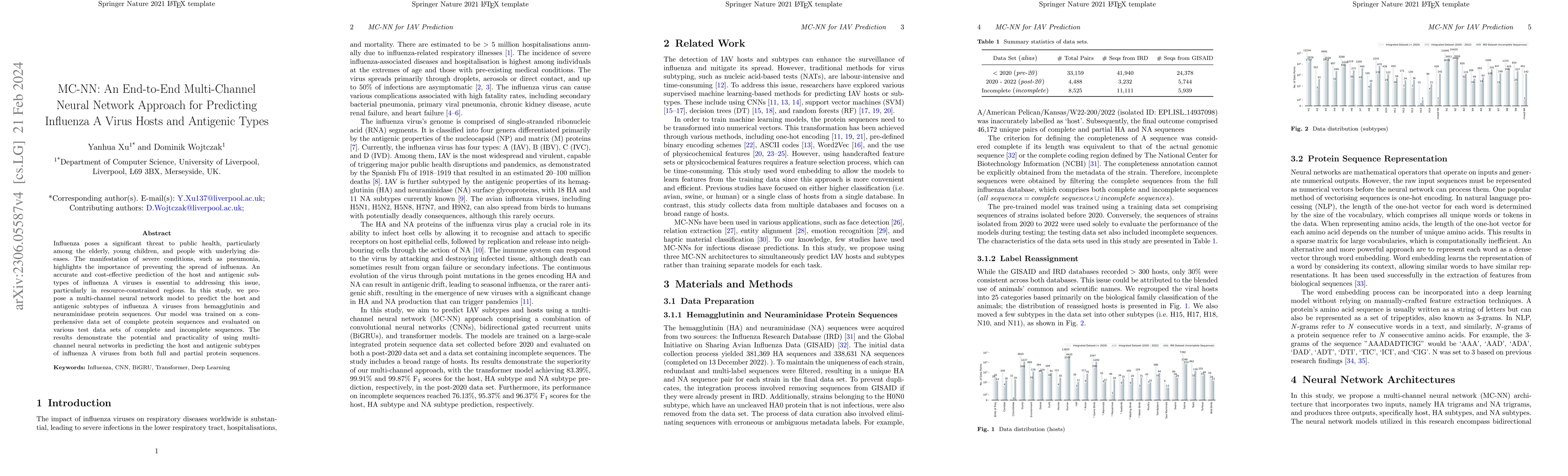 Thumbnail for MC-NN: An End-to-End Multi-Channel Neural Network Approach for
  Predicting Influenza A Virus Hosts and Antigenic Types