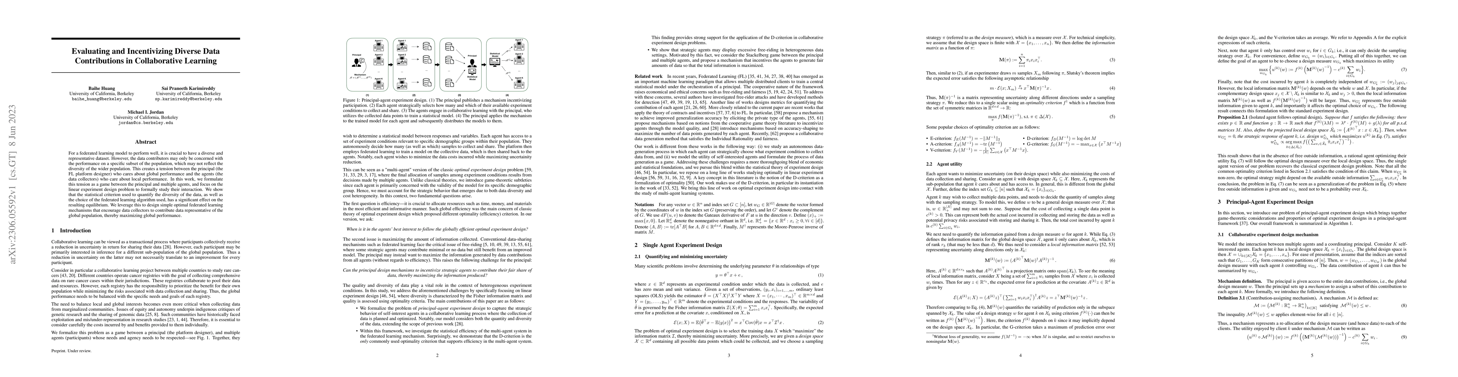 Thumbnail for Evaluating and Incentivizing Diverse Data Contributions in Collaborative
  Learning