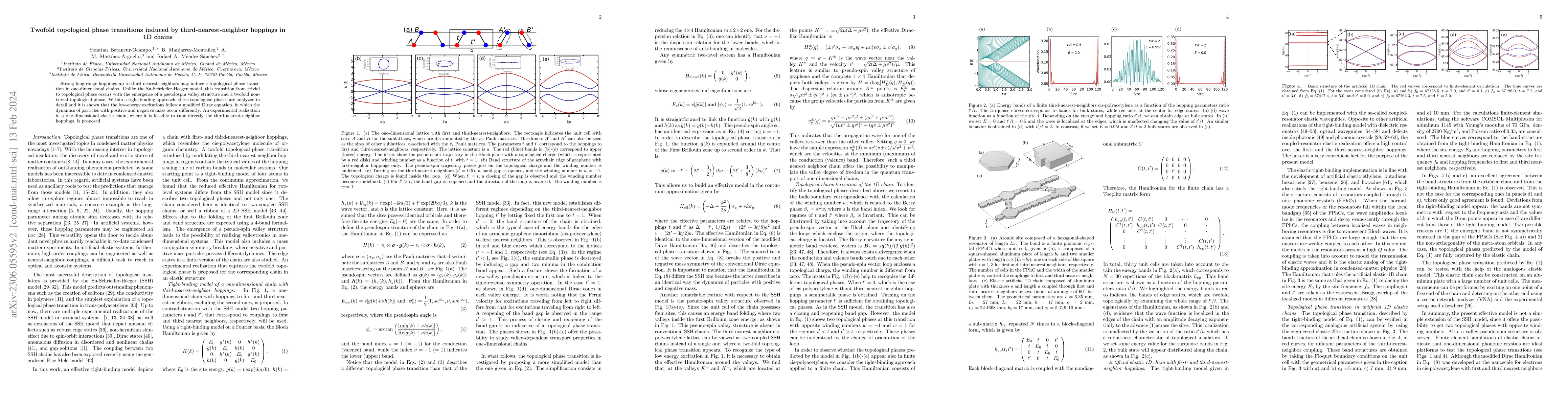 Thumbnail for Twofold topological phase transitions induced by third-nearest-neighbor
  interactions in 1D chains