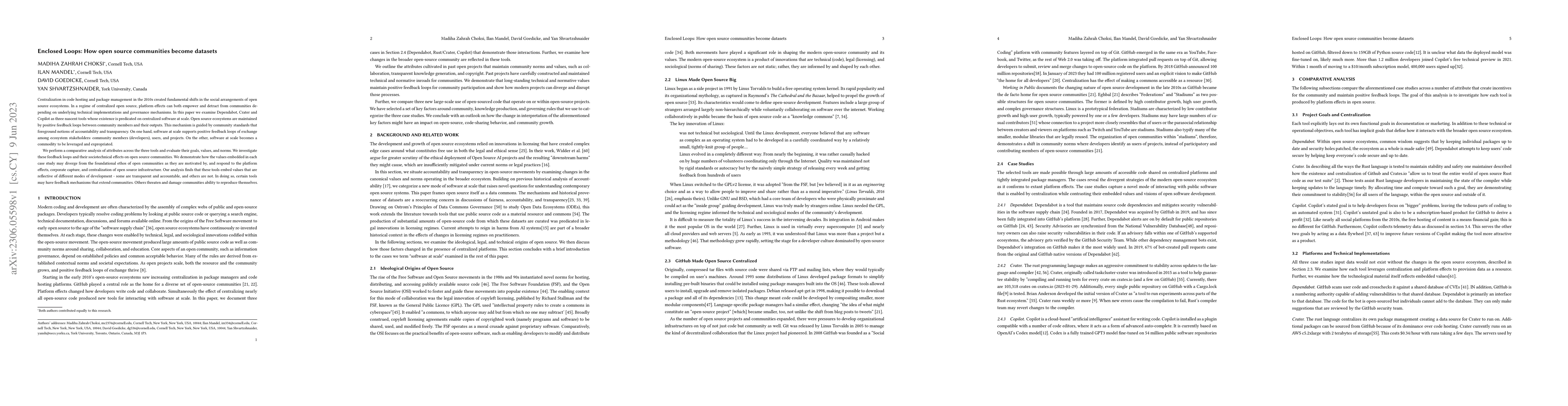 Thumbnail for Enclosed Loops: How open source communities become datasets
