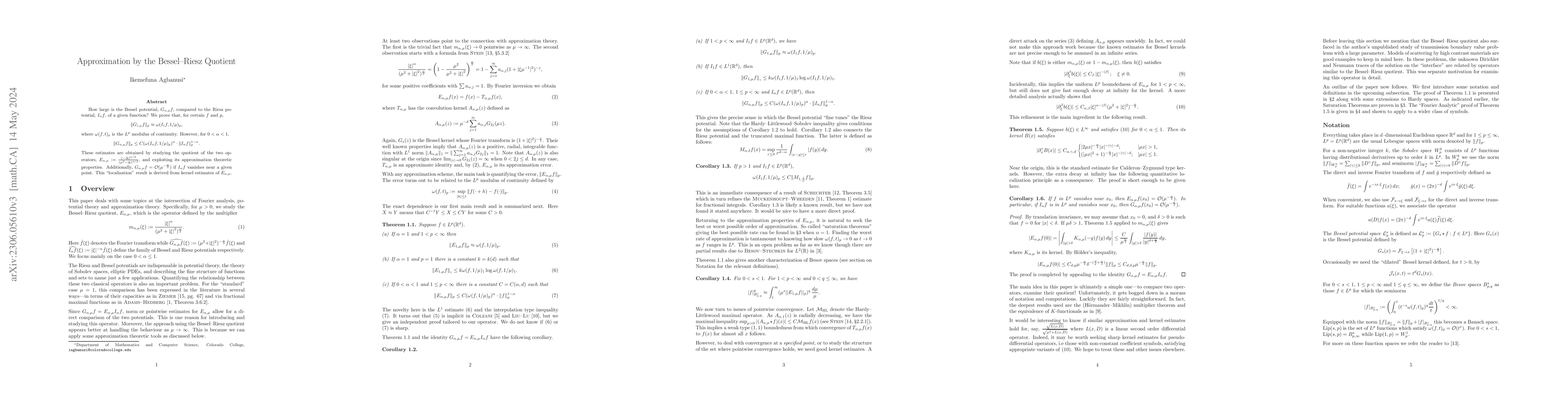 Thumbnail for Approximation by the Bessel-Riesz Quotient