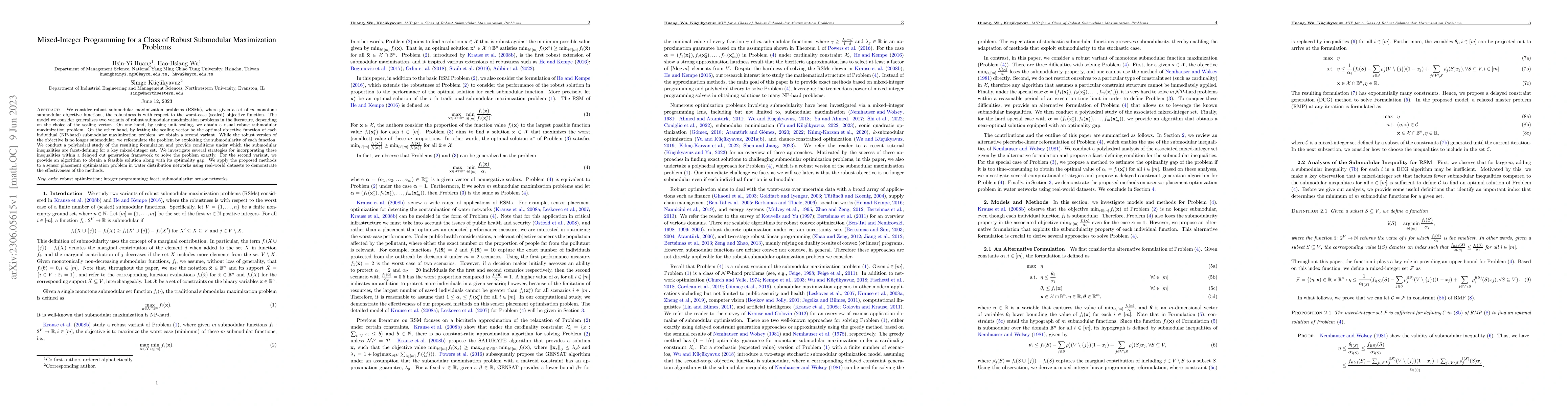 Thumbnail for Mixed-Integer Programming for a Class of Robust Submodular Maximization
  Problems