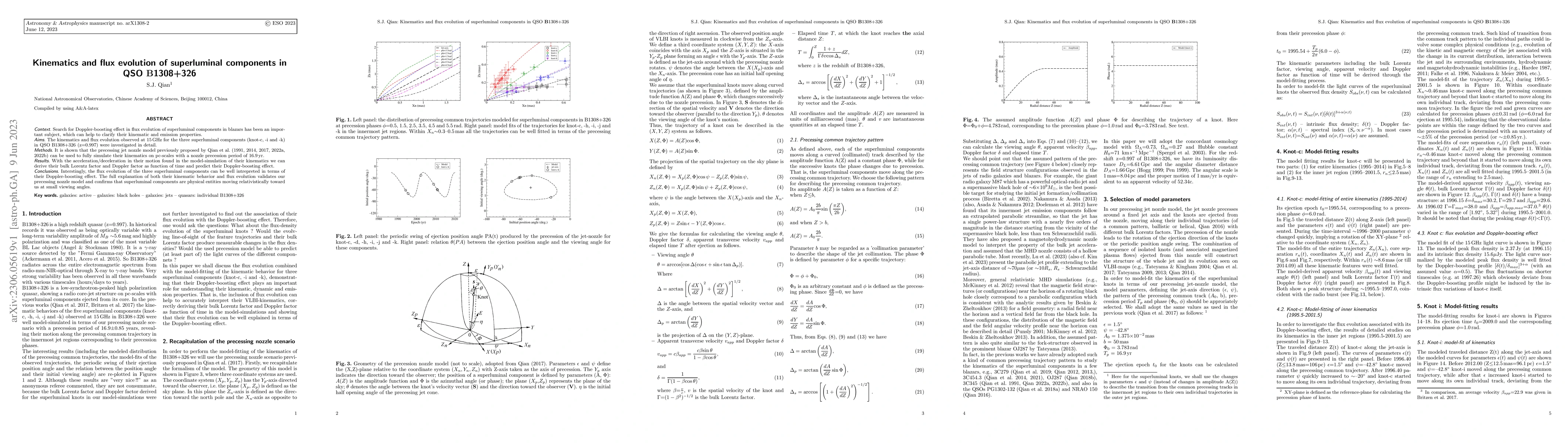 Thumbnail for Kinematics and flux evolution of superluminal components in QSO
  B1308+326