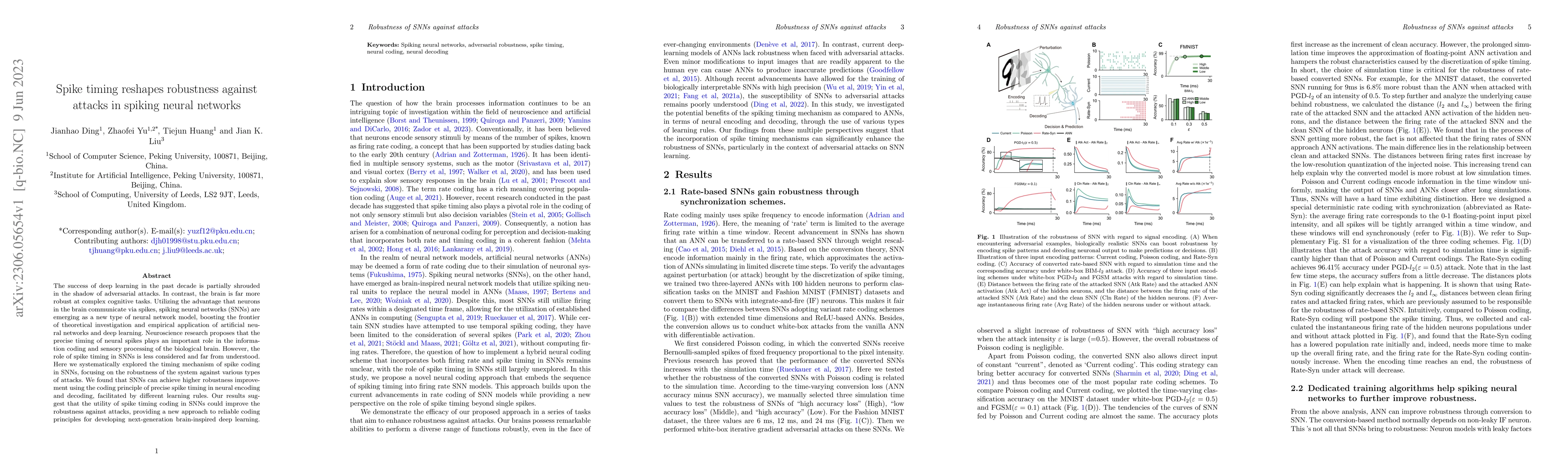 Thumbnail for Spike timing reshapes robustness against attacks in spiking neural
  networks
