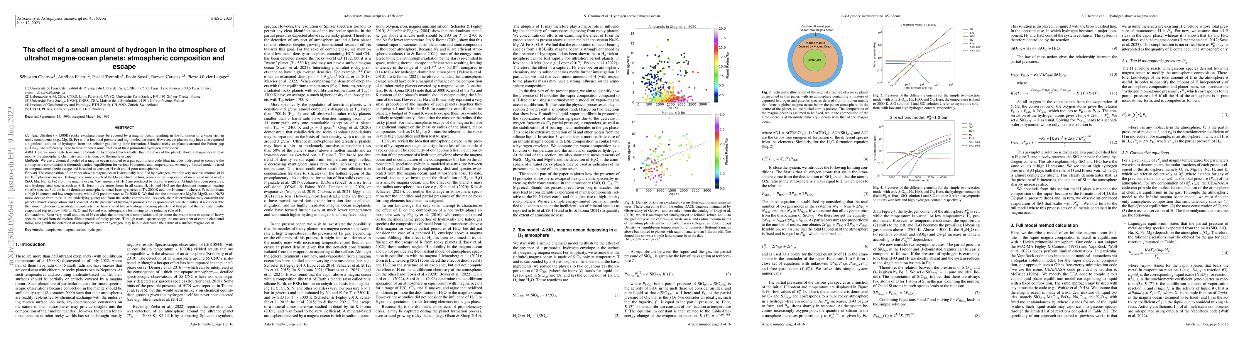 Thumbnail for The effect of a small amount of hydrogen in the atmosphere of ultrahot
  magma-ocean planets: atmospheric composition and escape