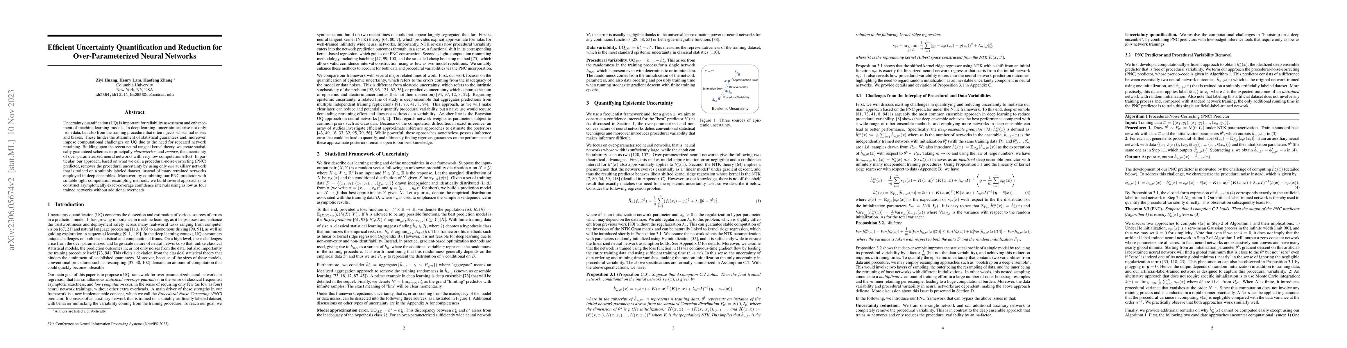 Thumbnail for Efficient Uncertainty Quantification and Reduction for
  Over-Parameterized Neural Networks