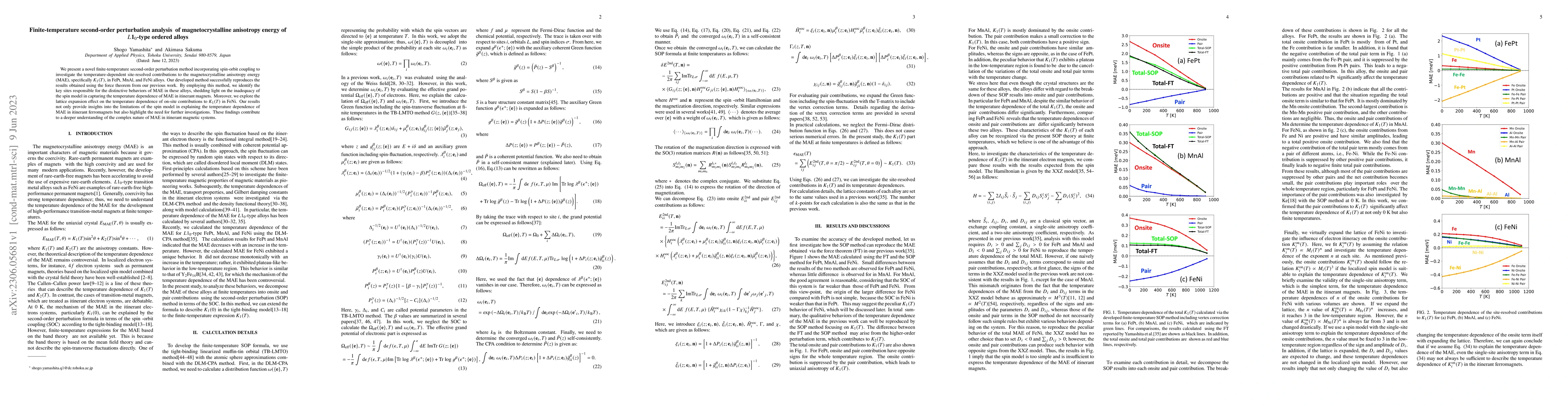 Thumbnail for Finite-temperature second-order perturbation analysis of
  magnetocrystalline anisotropy energy of L10-type ordered alloys