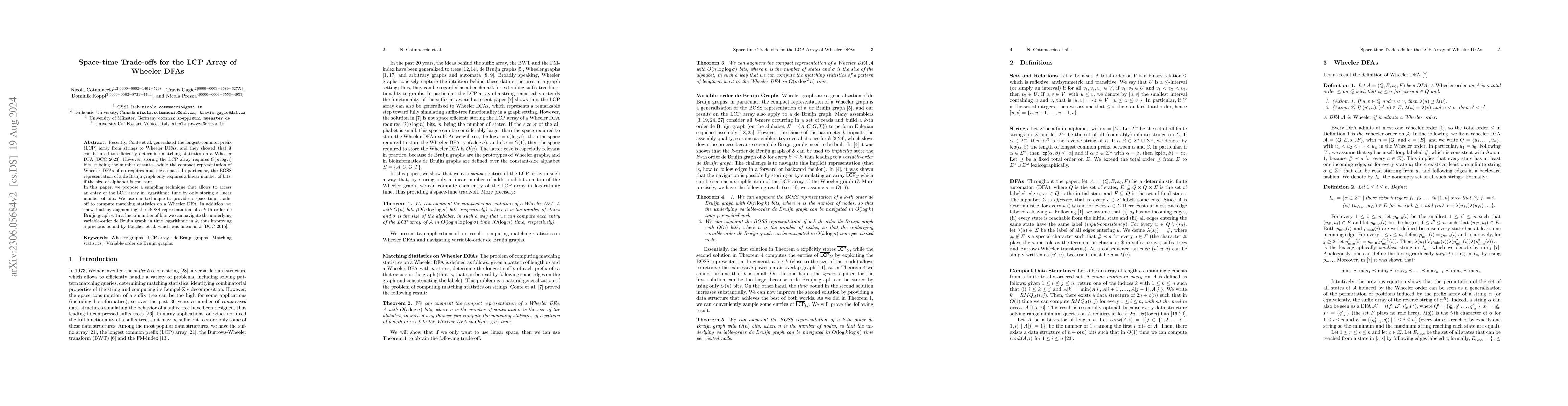 Thumbnail for Space-time Trade-offs for the LCP Array of Wheeler DFAs