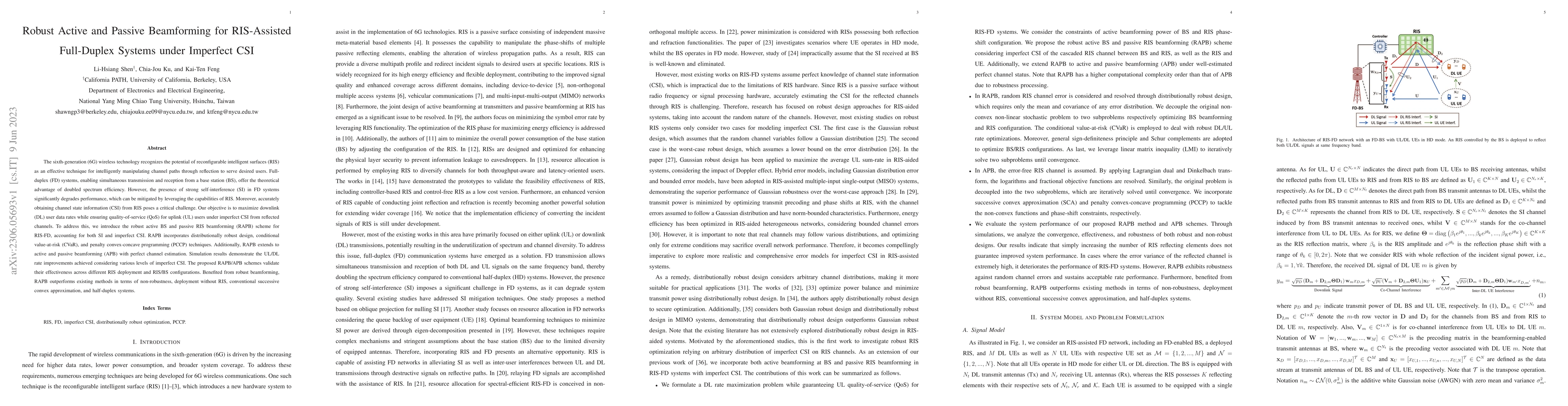 Thumbnail for Robust Active and Passive Beamforming for RIS-Assisted Full-Duplex
  Systems under Imperfect CSI