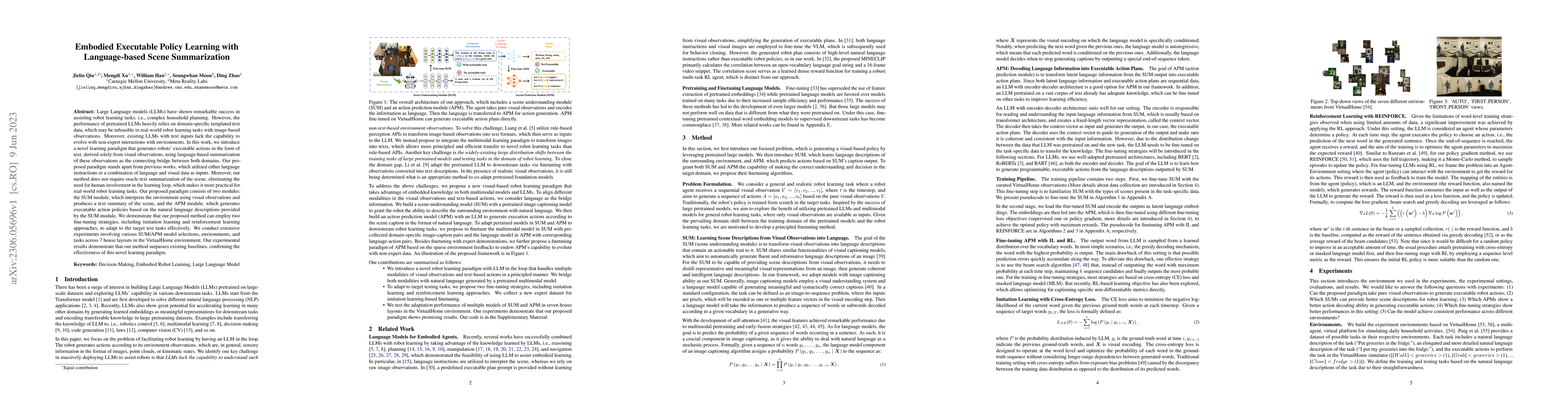 Thumbnail for Embodied Executable Policy Learning with Language-based Scene
  Summarization