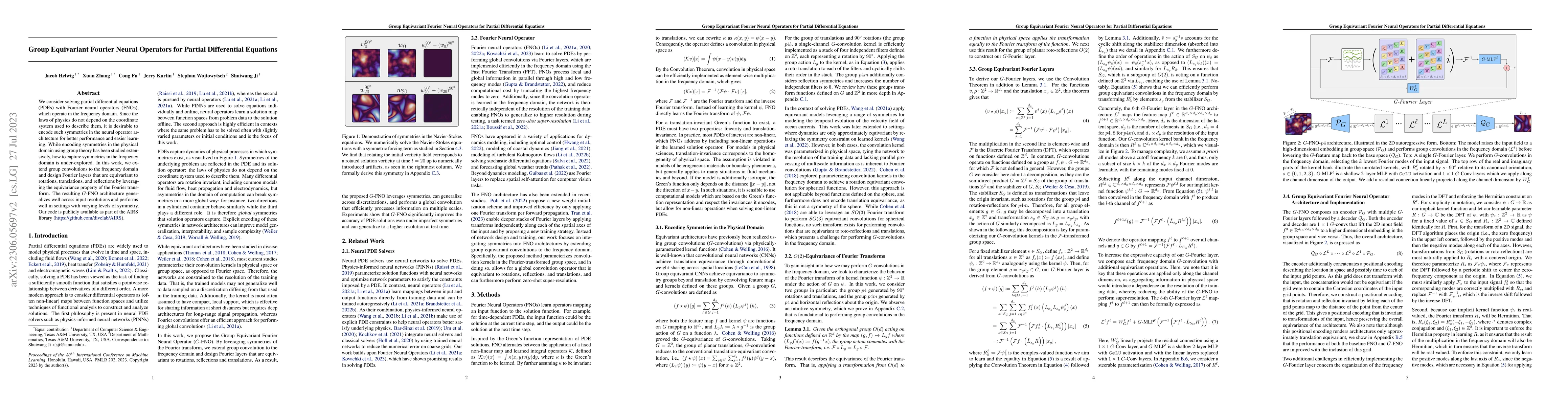 Thumbnail for Group Equivariant Fourier Neural Operators for Partial Differential
  Equations