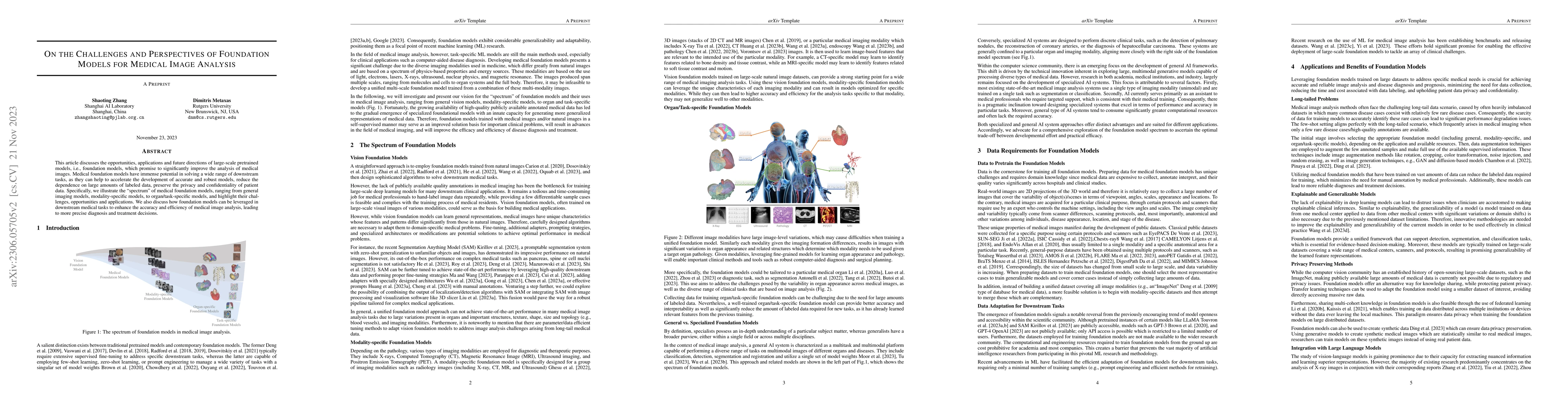 Thumbnail for On the Challenges and Perspectives of Foundation Models for Medical
  Image Analysis