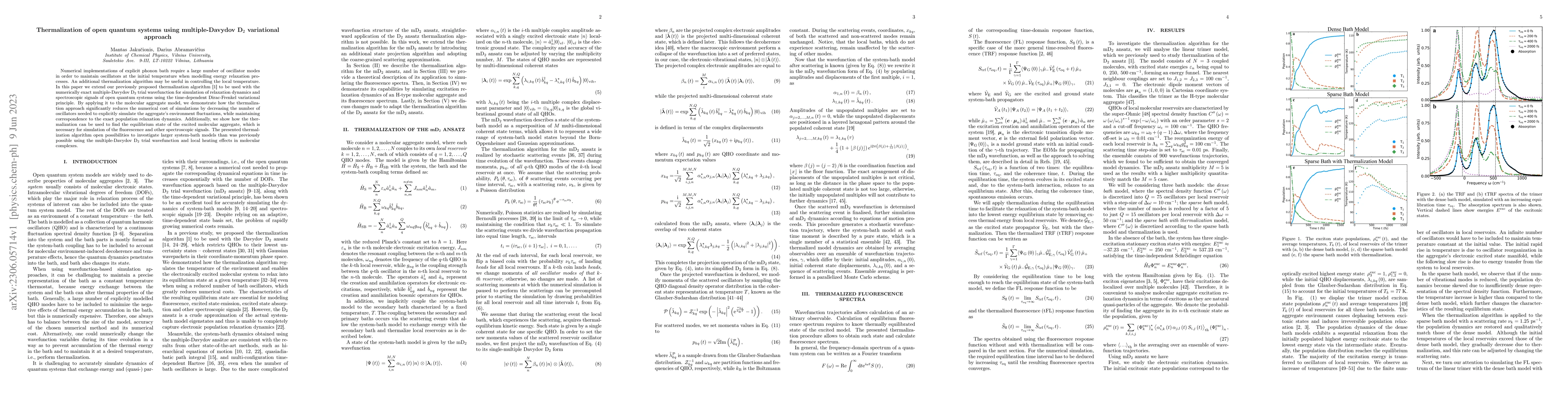 Thumbnail for Thermalization of open quantum systems using the multiple-Davydov-D2
  variational approach