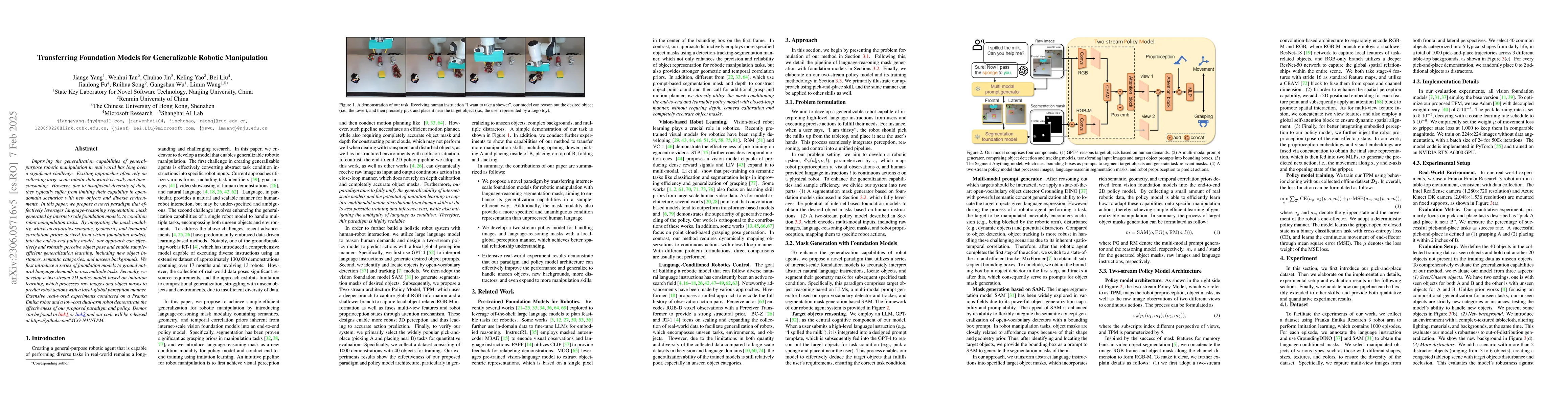 Thumbnail for Transferring Foundation Models for Generalizable Robotic Manipulation