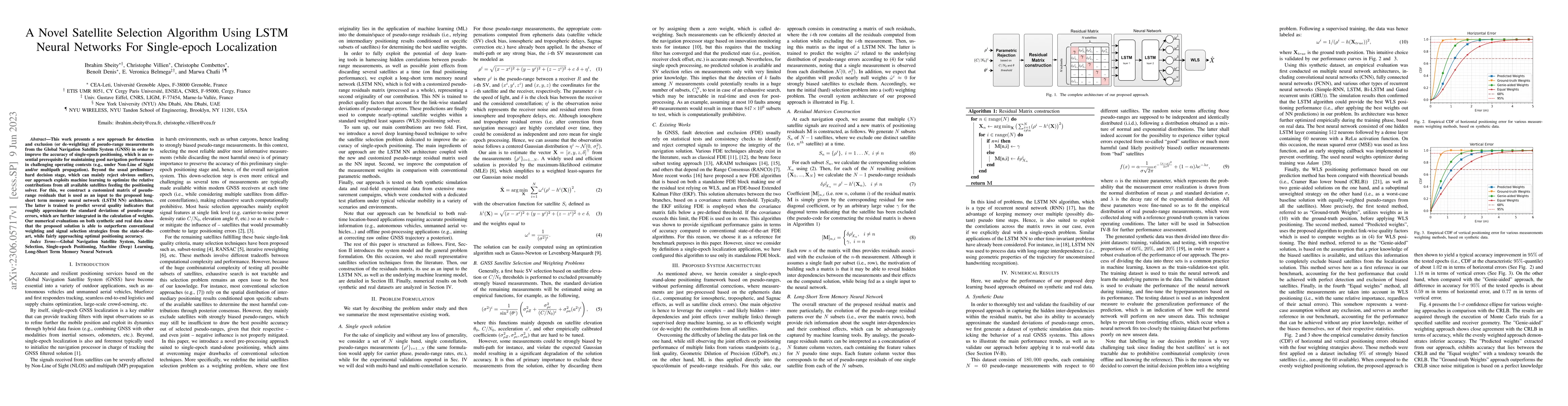 Thumbnail for A Novel Satellite Selection Algorithm Using LSTM Neural Networks For
  Single-epoch Localization