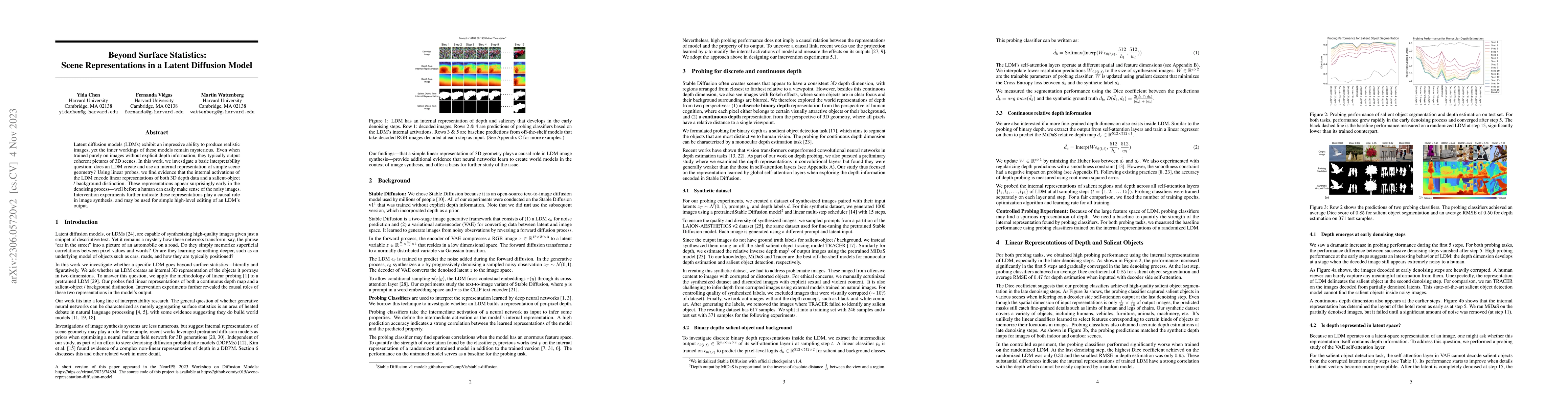 Thumbnail for Beyond Surface Statistics: Scene Representations in a Latent Diffusion
  Model