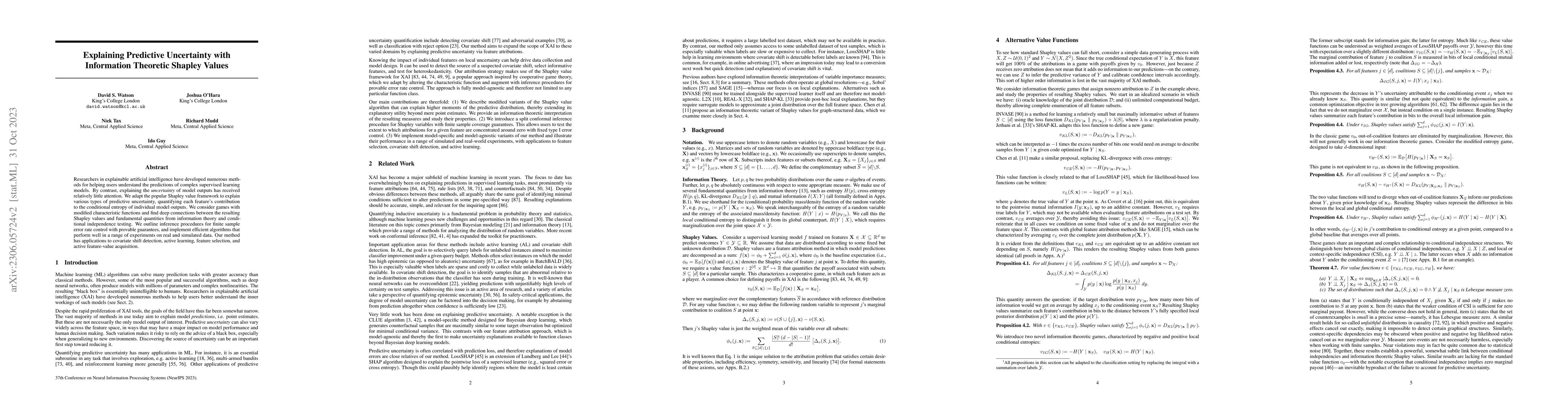 Thumbnail for Explaining Predictive Uncertainty with Information Theoretic Shapley
  Values