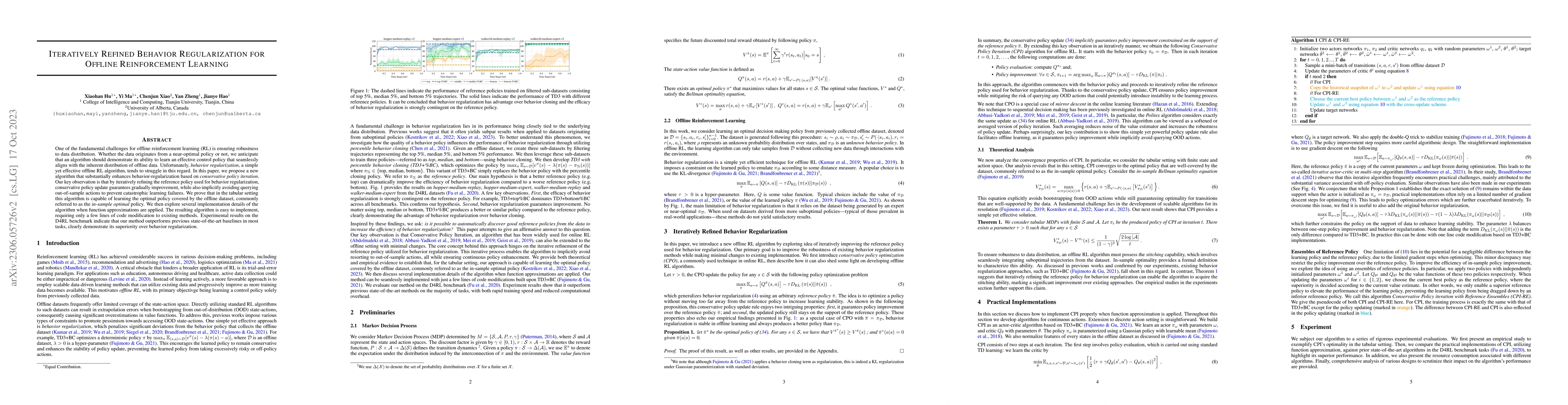 Thumbnail for Iteratively Refined Behavior Regularization for Offline Reinforcement
  Learning