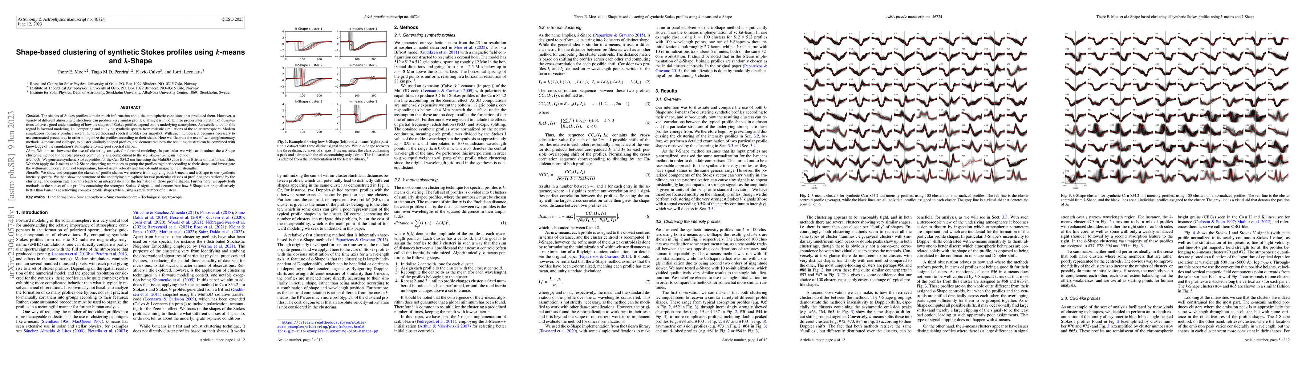 Thumbnail for Shape-based clustering of synthetic Stokes profiles using k-means and
  k-Shape