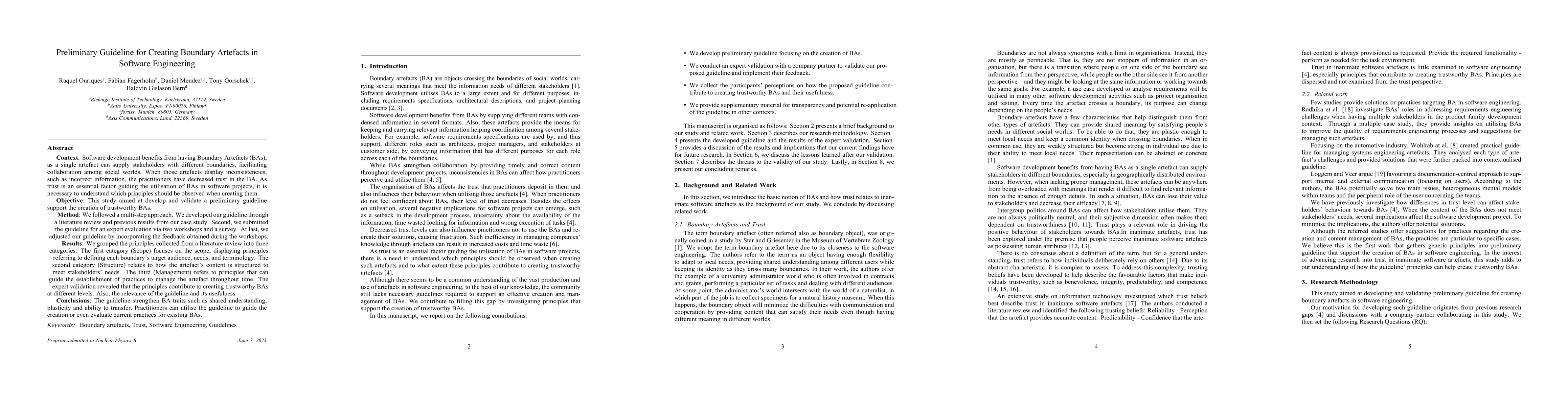 Thumbnail for Preliminary Guideline for Creating Boundary Artefacts in Software
  Engineering