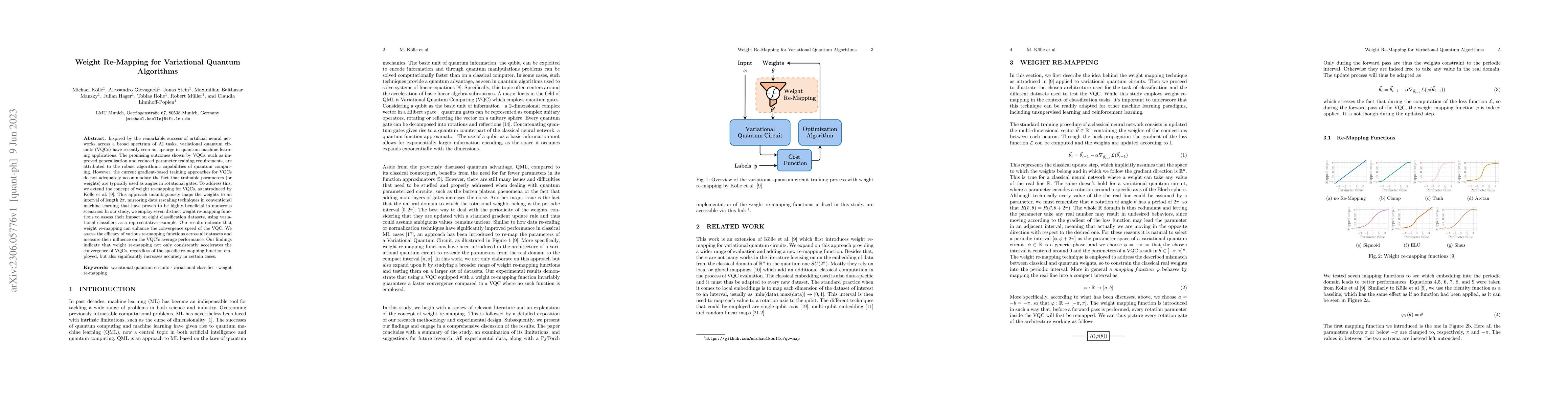 Thumbnail for Weight Re-Mapping for Variational Quantum Algorithms