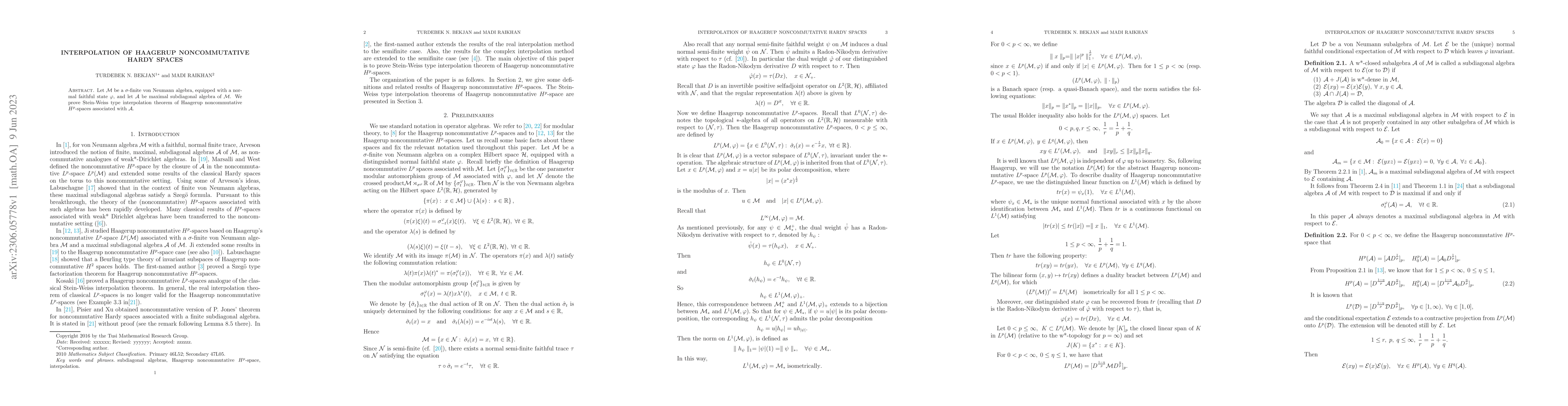 Thumbnail for Interpolation of Haagerup noncommutative Hardy spaces