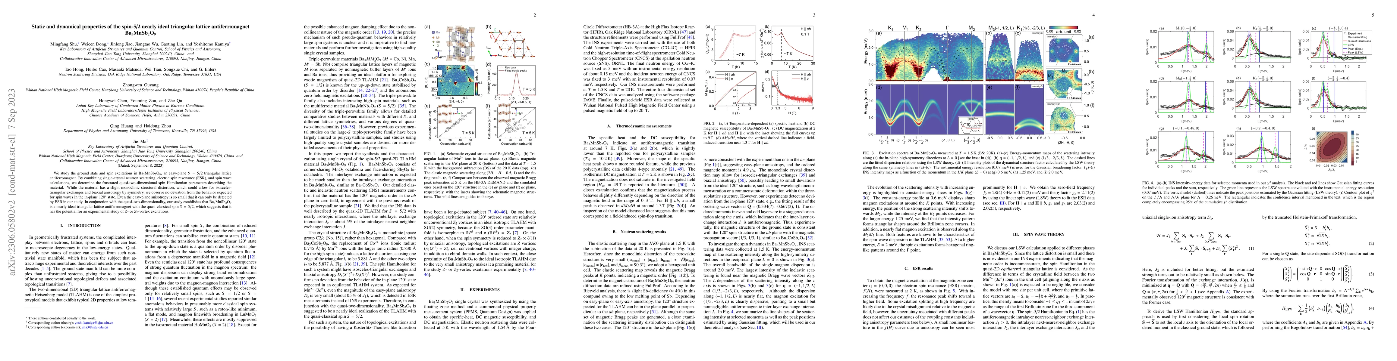 Thumbnail for Static and dynamical properties of the spin-5/2 nearly ideal triangular
  lattice antiferromagnet Ba3MnSb2O9