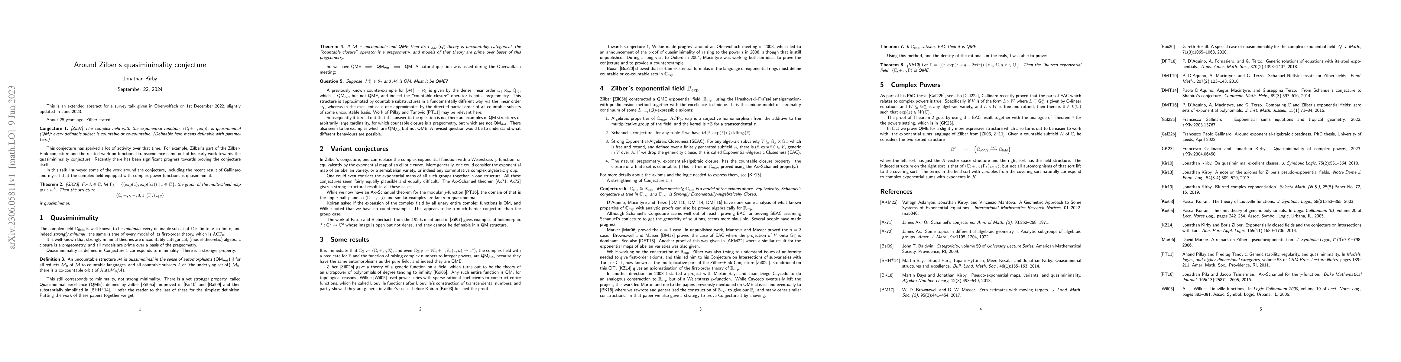 Thumbnail for Around Zilber's quasiminimality conjecture