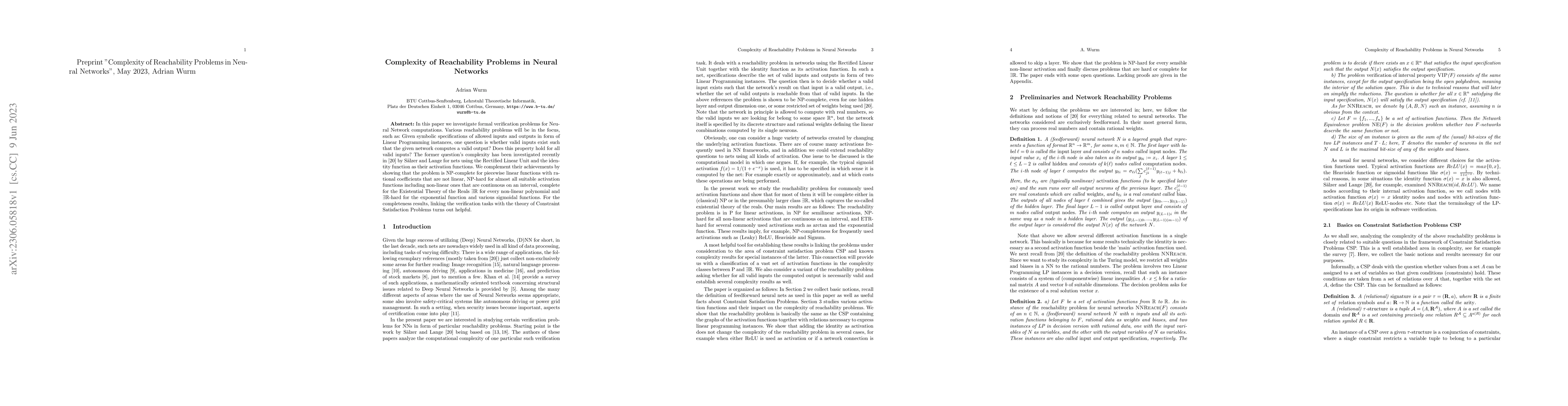 Thumbnail for Complexity of Reachability Problems in Neural Networks