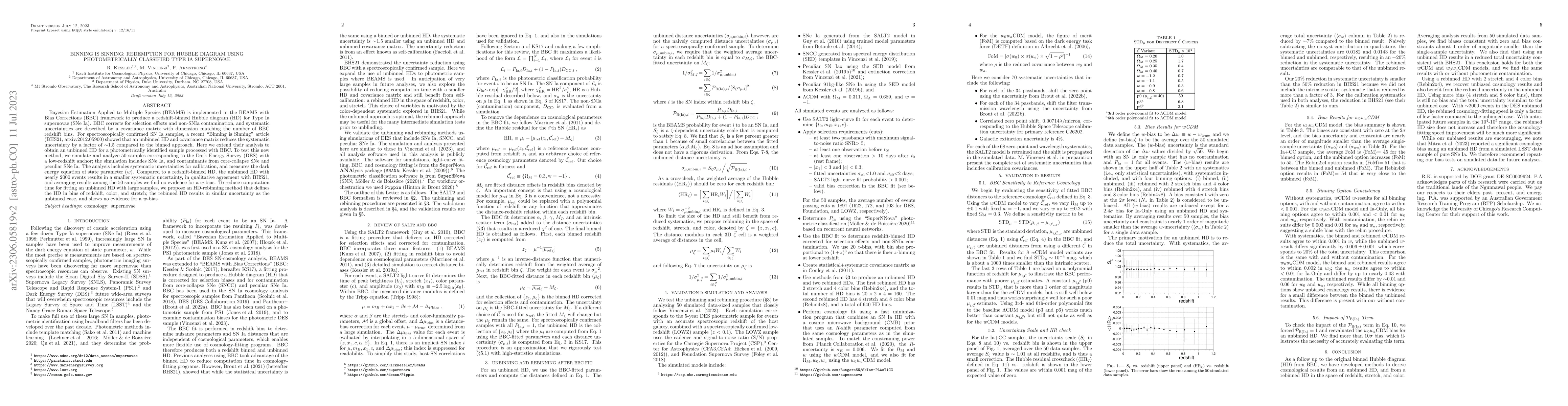 Thumbnail for Binning is Sinning: Redemption for Hubble Diagram using Photometrically
  Classified Type Ia Supernovae