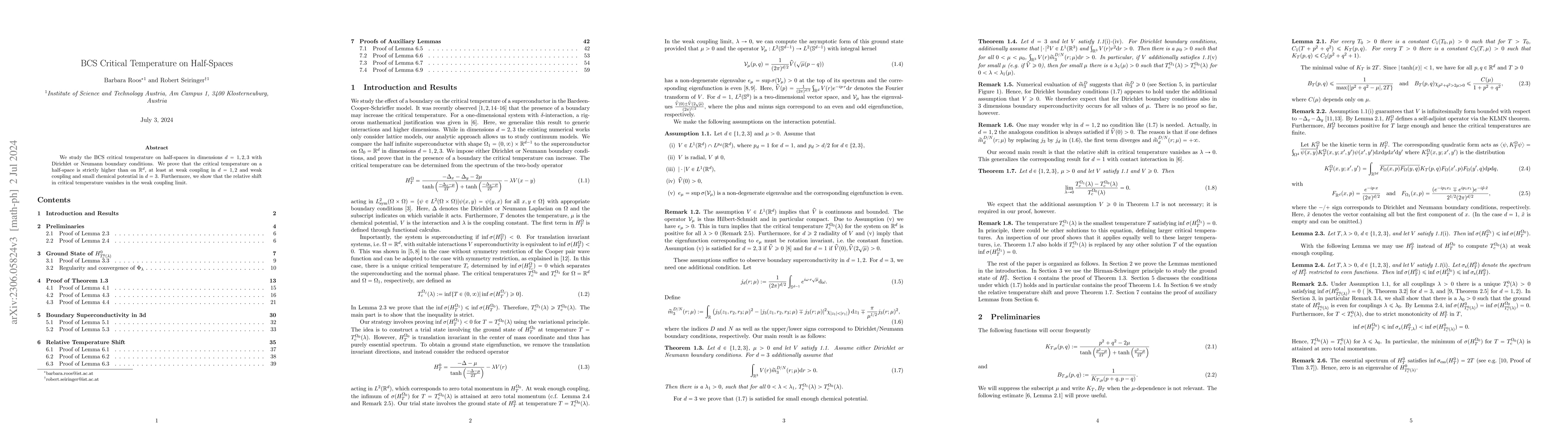 Thumbnail for BCS Critical Temperature on Half-Spaces