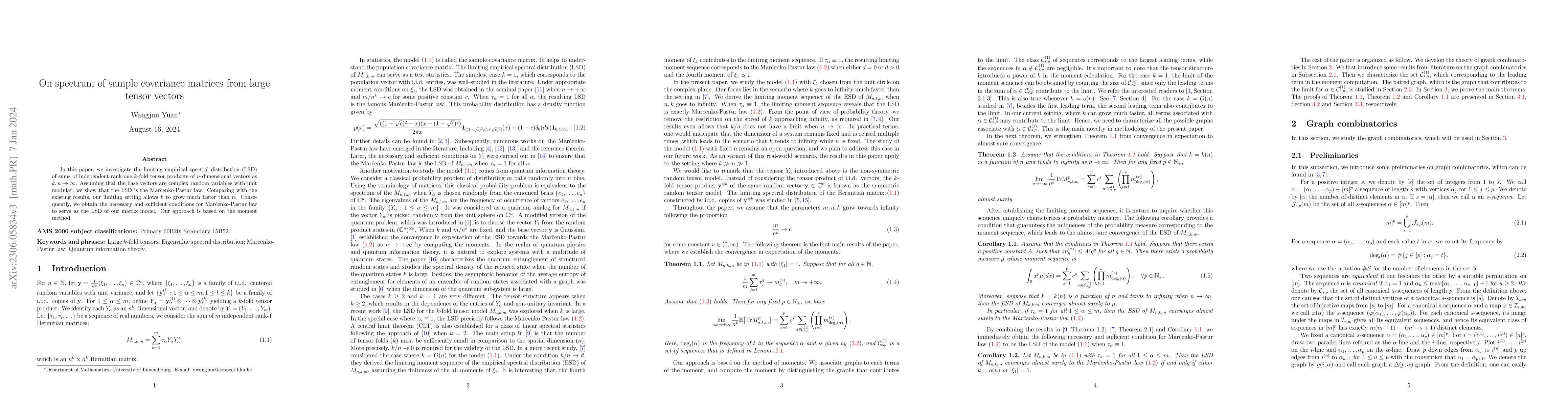 Thumbnail for On spectrum of sample covariance matrices from large tensor vectors
