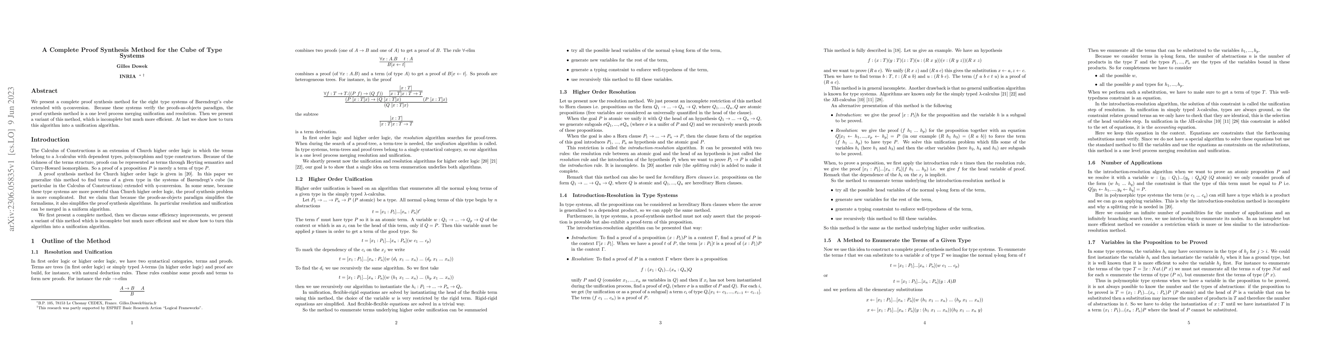 Thumbnail for A Complete Proof Synthesis Method for the Cube of Type Systems