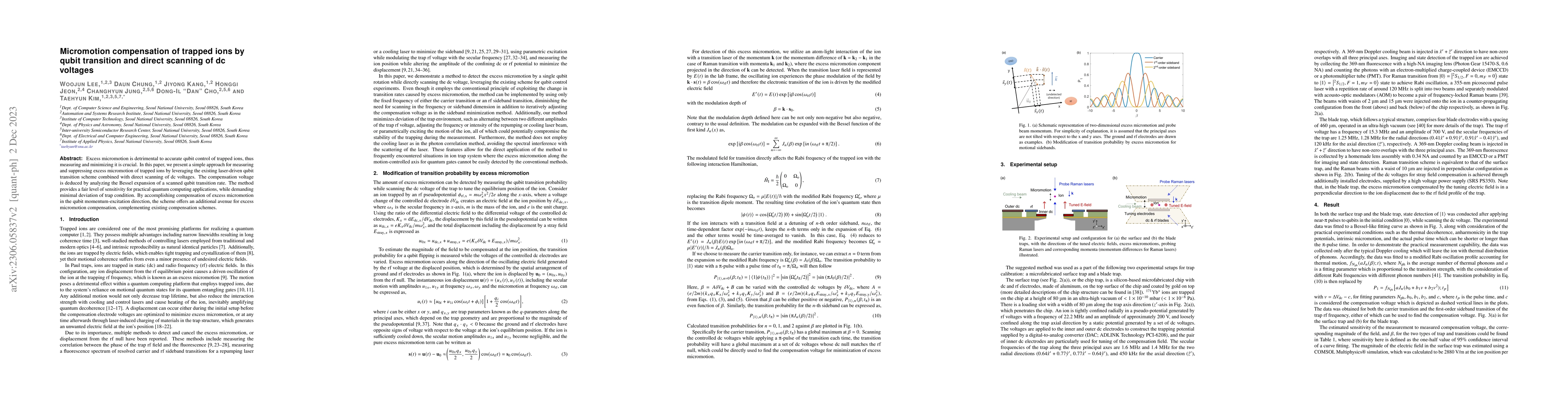 Thumbnail for Micromotion compensation of trapped ions by qubit transition and direct
  scanning of dc voltages