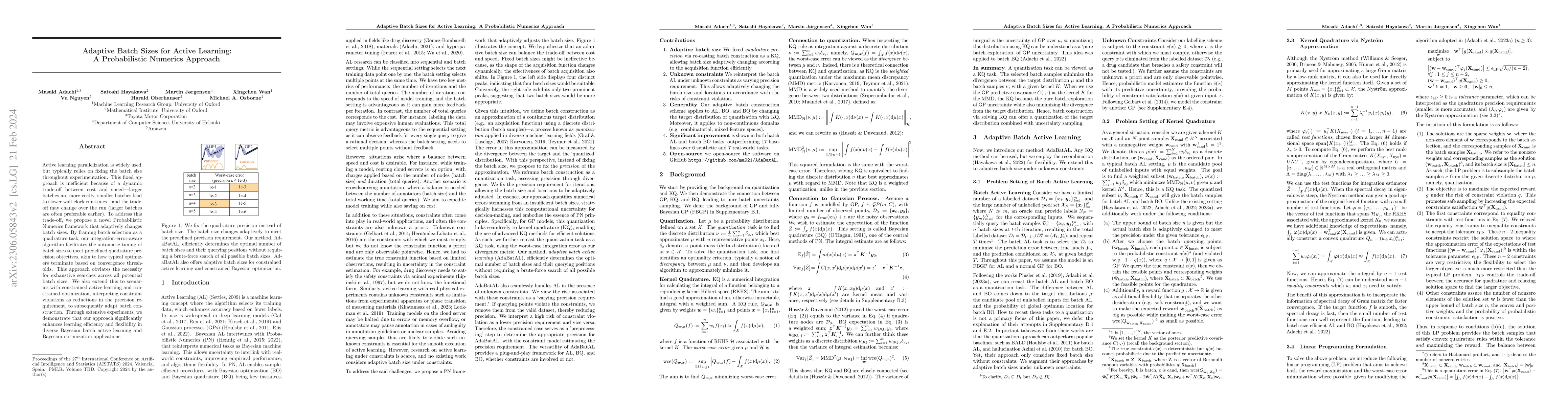 Thumbnail for Adaptive Batch Sizes for Active Learning A Probabilistic Numerics
  Approach