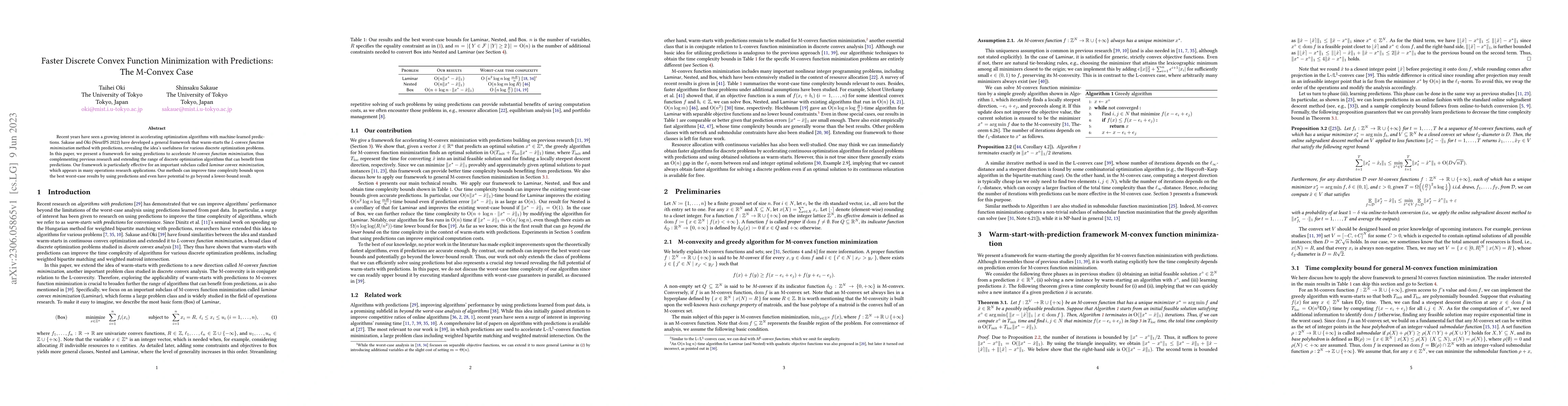 Thumbnail for Faster Discrete Convex Function Minimization with Predictions: The
  M-Convex Case